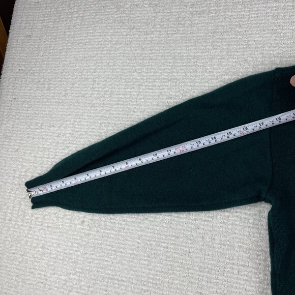 Vintage Le Minor 100% Pure Wool sweatshirt Green Sz 2 Made in France - Picture 12 of 16